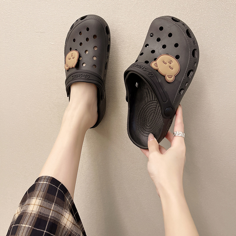 可愛少女心涼拖鞋女夏外穿防滑軟底ins潮學生沙灘洞洞鞋子卡通熊