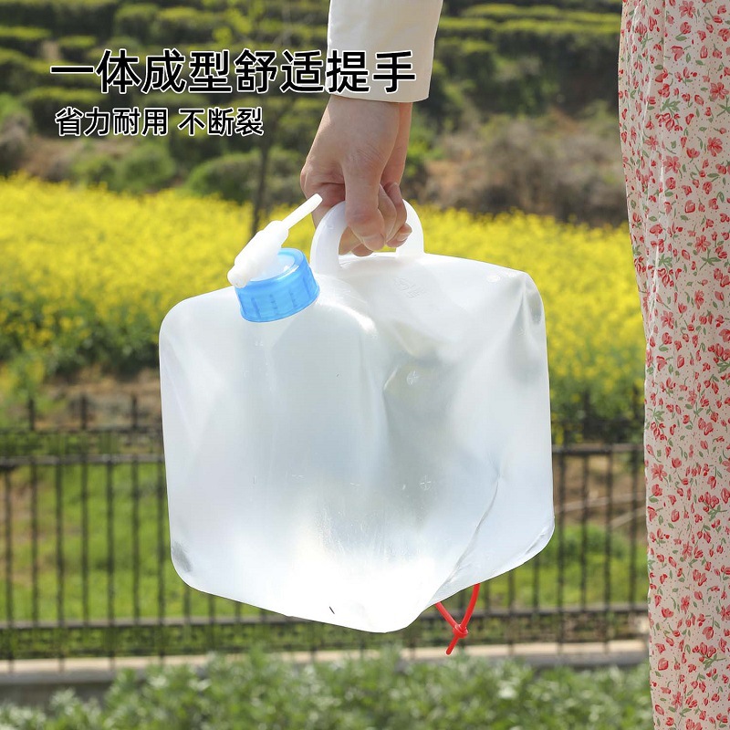 Cross-border folding soft bag bucket, portable folding bucket 5-20L outdoor water bag 10L sealed plastic bucket wholesale