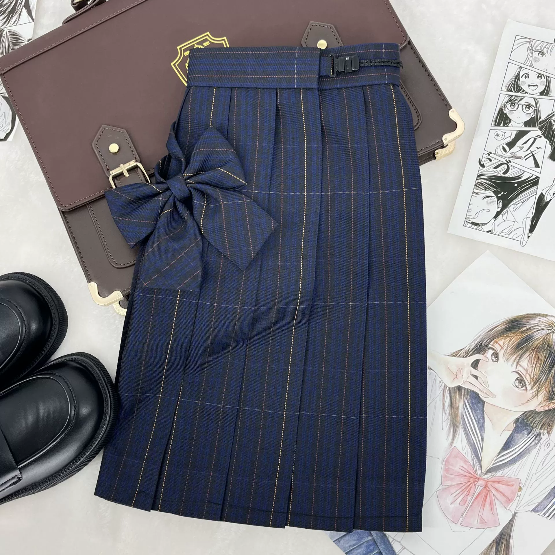 [Блюз] Японский академический стиль JK униформа юбка с высокой талией тонкая и глубокая синяя юбка юбка с половинкой юбка юбка
