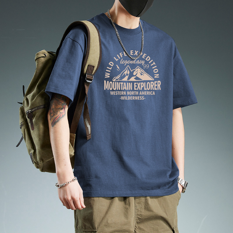 Pure Cotton Short-sleeved Round Neck T-shirt Shoulder Thin Solid Color Slim-fit Korean Style Design Sense Explosive Trendy Men's T-shirt Rock Pure Cotton Short-sleeved Round Neck T-shirt Shoulder Thin Solid Color Slim-fit Korean Style Design Sense Explosive Trendy Men's T-shirt Rock