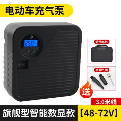 Hava nasosu | tire pump motorcycle - flagship-smart-digital-display-model-48-72v-30m-wires-various-air-nozzles-storage-cloth-bag