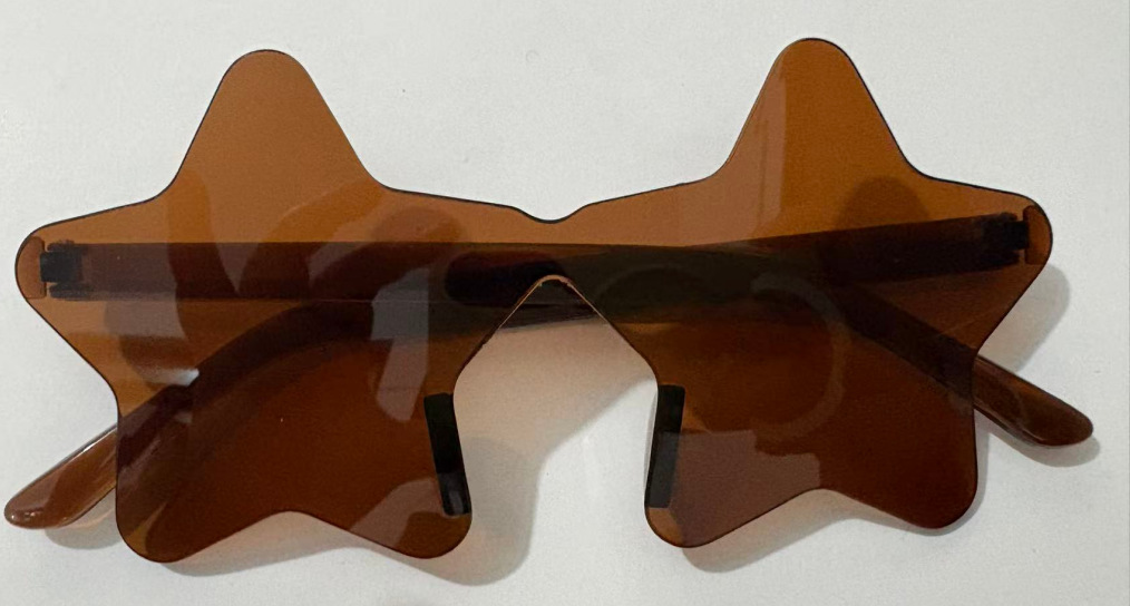 Nueva personalidad de color caramelo sin marco gafas de sol de estrellas fiesta extraña gafas de sol de pentagrama image 12
