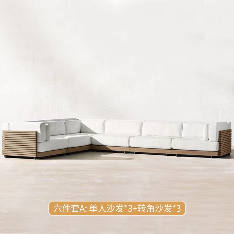 Sofá de teca al aire libre sala modelo villa nuevo muebles chinos terraza patio jardín hotel sofá casual