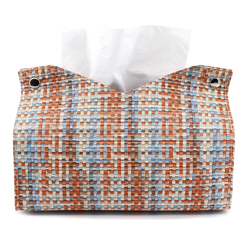 Caja de pañuelos de colores Sala de estar Dormitorio PU Caja de dibujo de cuero Servilleta de hotel Caja de dibujo de papel Bolsa de pañuelos de coche