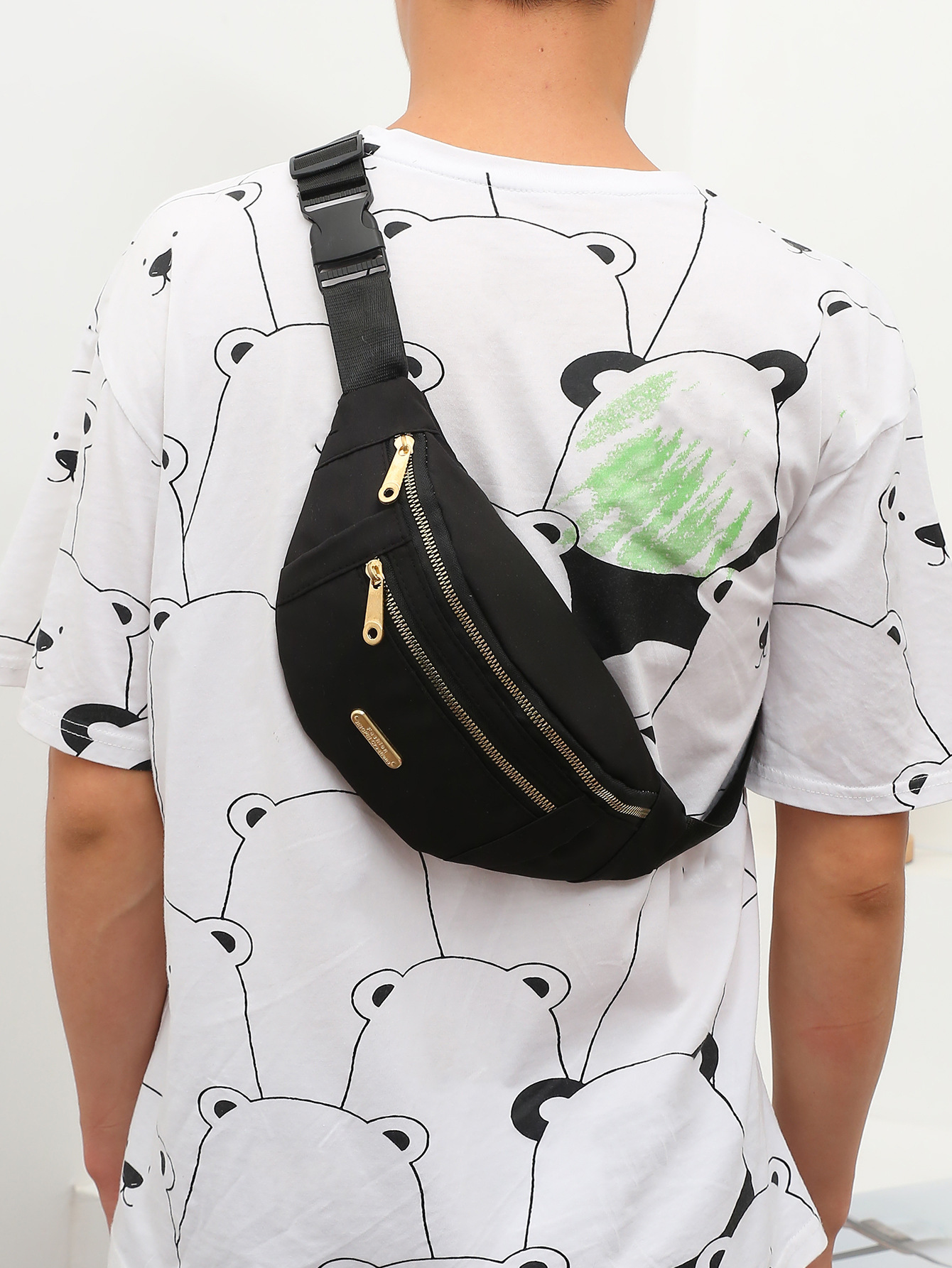 Nylon Lining Material Women's Streetwear Solid Color Nylon Waist Bags