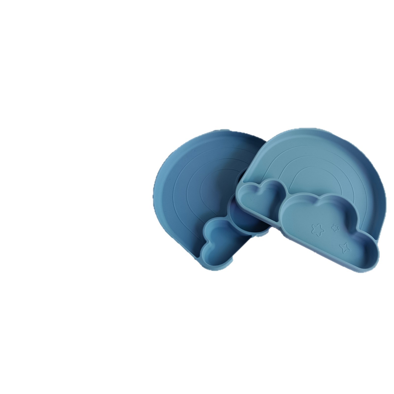 Vajilla para niños de venta caliente transfronteriza, plato de silicona de grado alimenticio, ventosa para bebés, plato de comida occidental sonriente