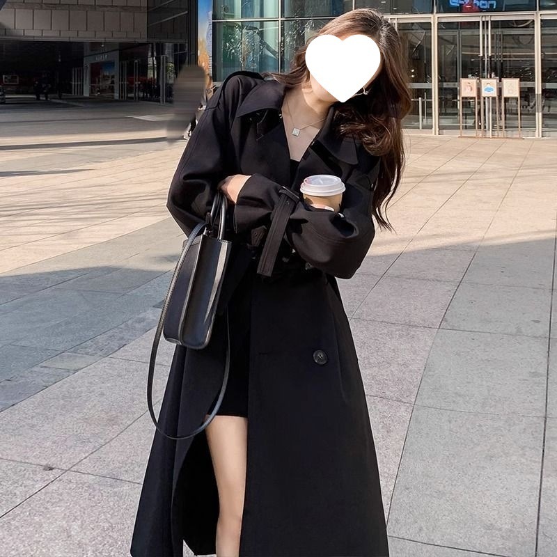 新款英伦气质轻奢感风衣女中长款小个子大衣过膝宽松显瘦韩系雀珉|undefined