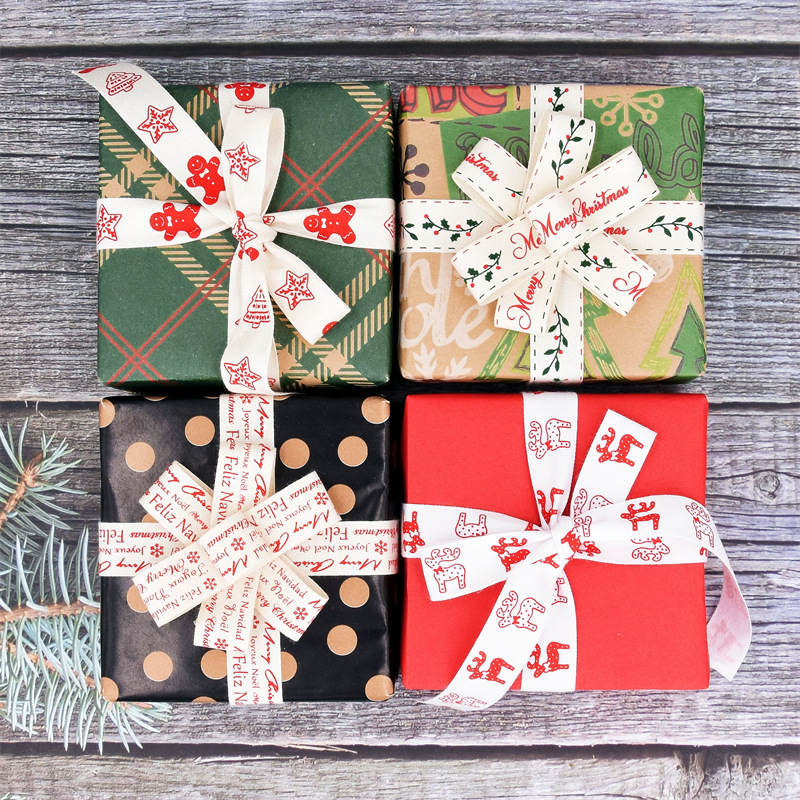 Amazon cinta de algodón de Navidad simple embalaje festivo DIY cinta ramo de flores hecha a mano cinta pastel horneado cinta