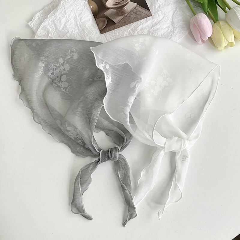 Pañuelo pastoral femenino de verano nuevo estilo bufanda triangular transpirable bufanda bufanda pequeña femenina bufanda de seda de encaje cinturón para el cabello de alta calidad