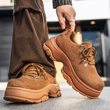 一件代发男鞋秋季新款厚底增高鞋大头皮鞋英伦风百搭休闲德比鞋男