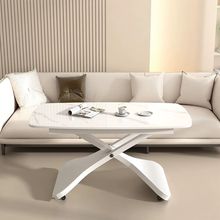 巧礼屋现代简约岩板茶几餐桌一体多功能方形可移动升降客厅小户型