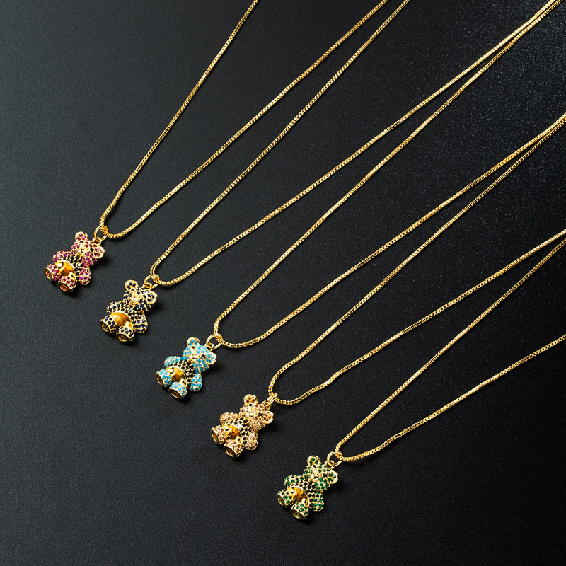 Korea Simple Bear Copper Inlaid Zircon Necklace Wholesale Nihaojewelry display picture 3