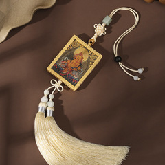 龍結黑金唐卡銅匠車掛出入平安順遂輕奢風汽車內飾掛件