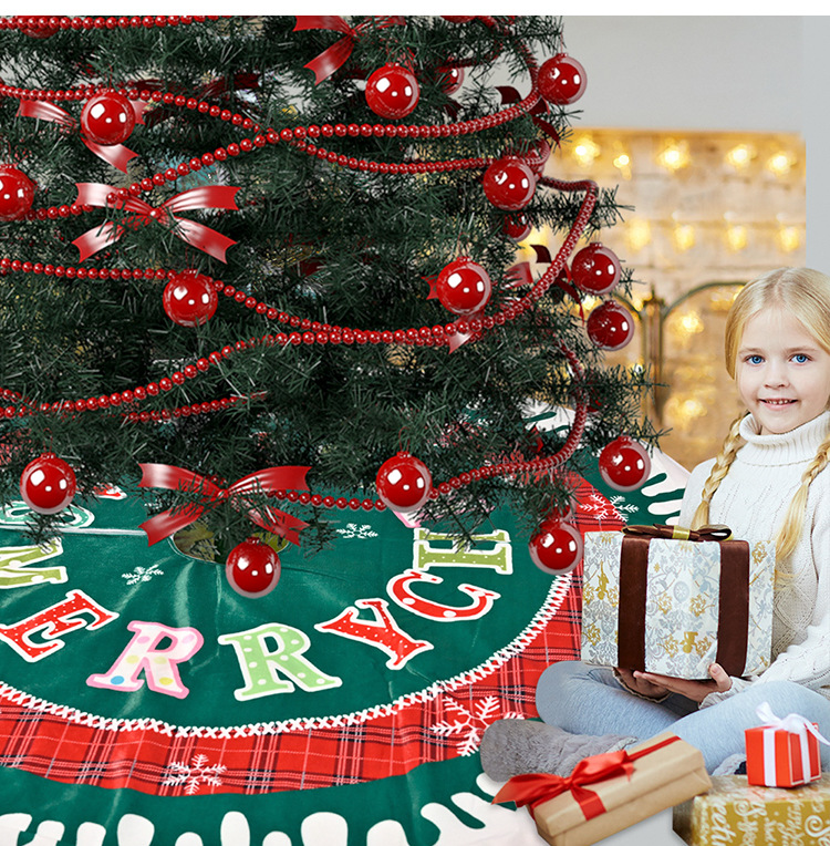 Christmas New Christmas Decoration Christmas Tree Dress Christmas Plaid Snowflake English Tree Dress Christmas Tree Bottom Decoration_voghion.com