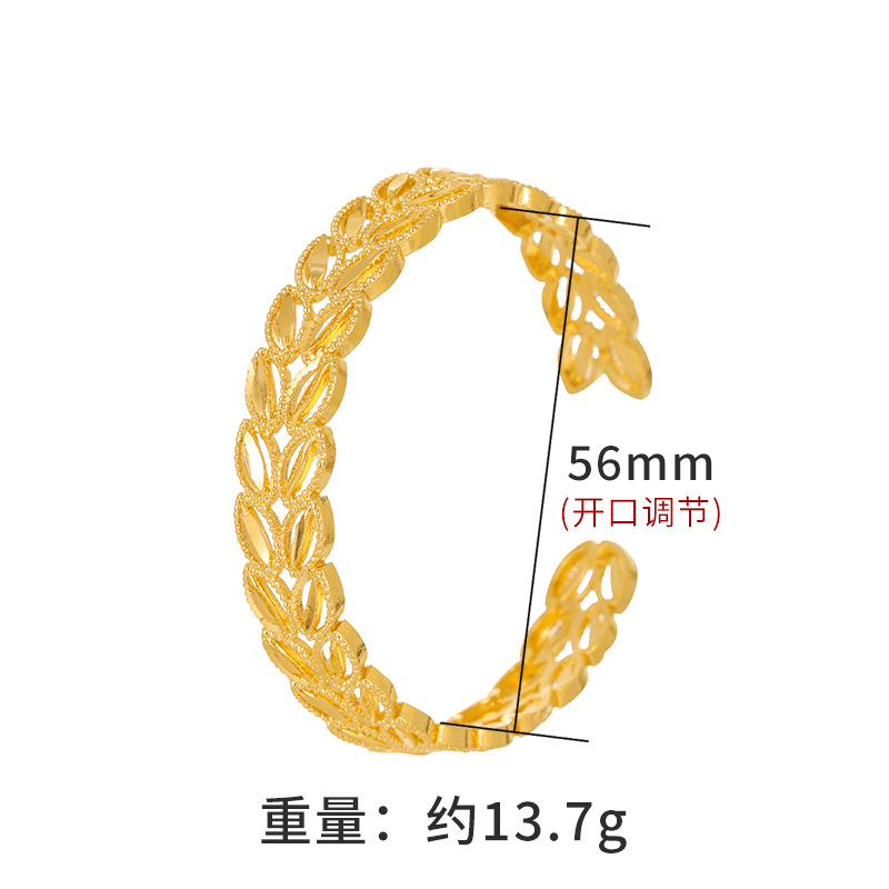 Vietnam oro trigo oído abierto hueco anillo pulsera joyería de las mujeres Internet celebridad mismo amor hoja suministro al por mayor