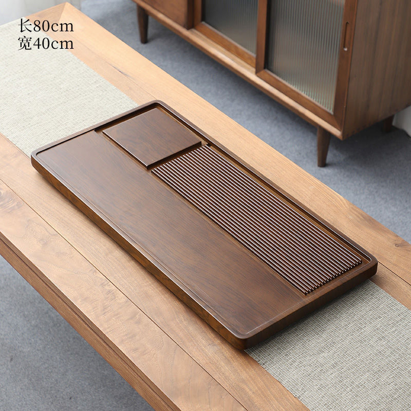 Placa de té de madera sólida, mesa de té simple de oficina, mesa de té china, almacenamiento y drenaje de agua, mesa de té eléctrica