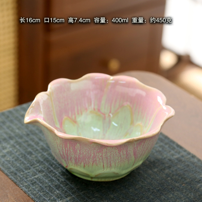 Transfronterizo especial para cerámica matcha con boca de loto modelado rosa azul de la dinastía Song té de té de té image 8