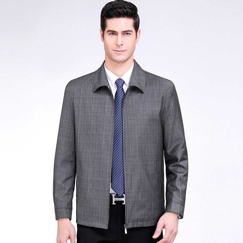 High-End Wool Jacket for Men 2025 Spring & Fall Lapel Casual Middle-Aged Cadre Men's Jacket No-Iron Men's Jacket
