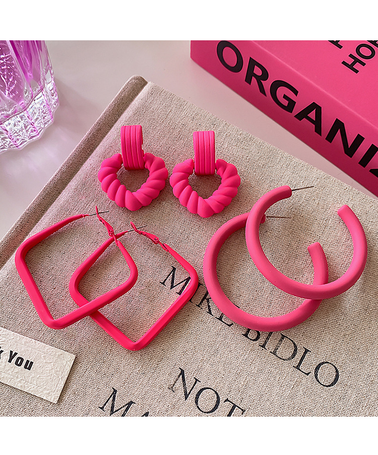 Geometric, Flower Pattern All Seasons Season 1 Pair Cute Sweet Geometric Flower Alloy Cloth Drop Earrings Ear Studs