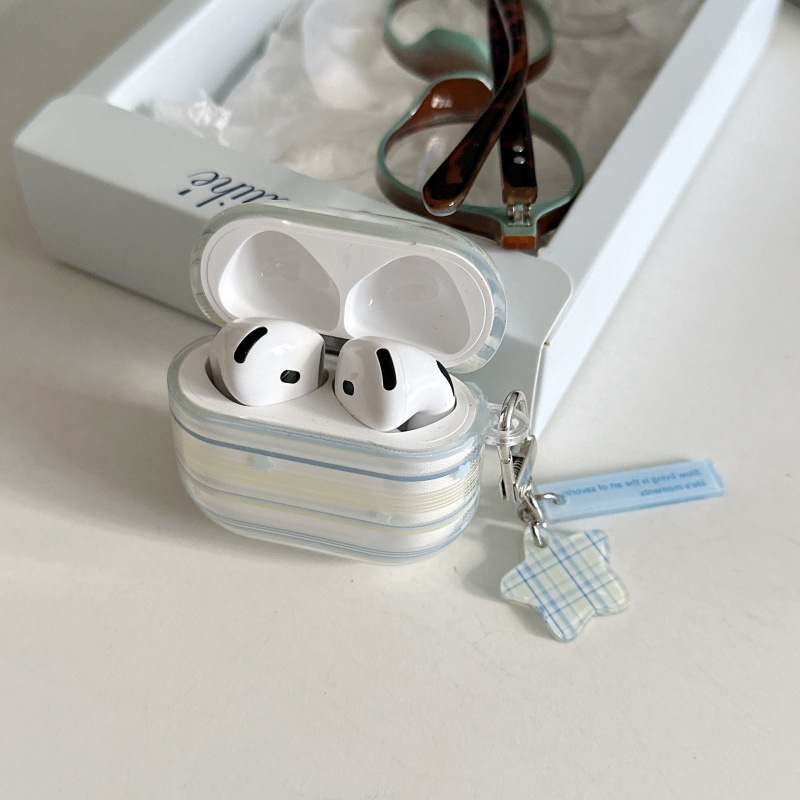 蓝色条纹星星简约适用苹果AirPods4保护套2022Pro2耳机壳无线2代3|undefined