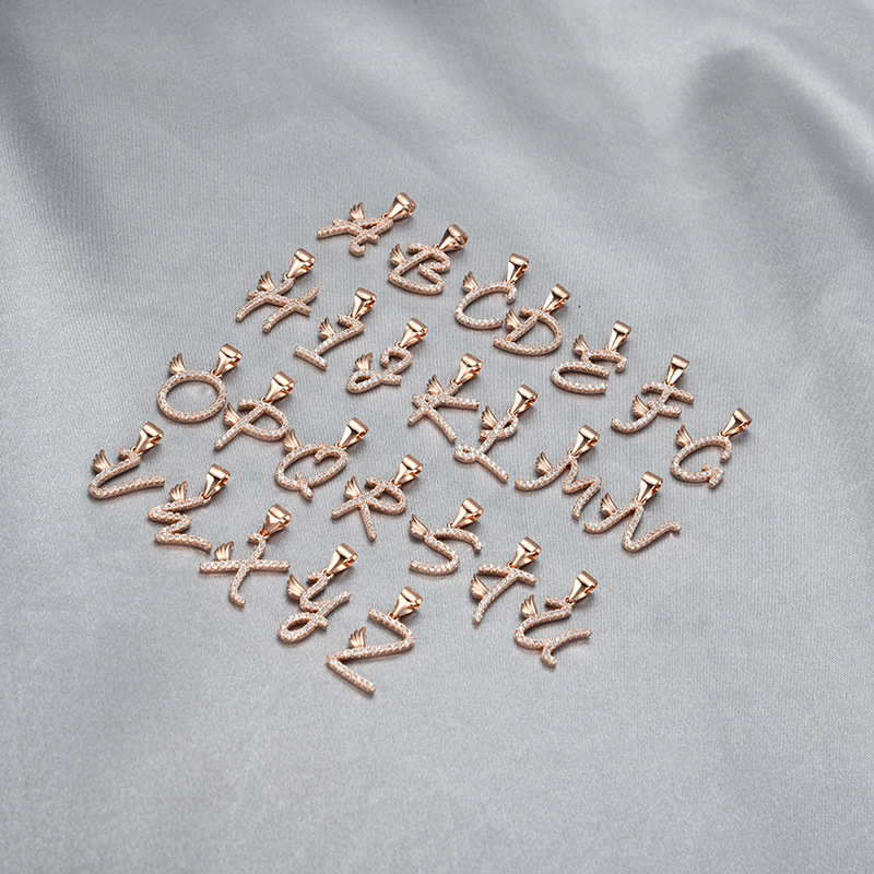 Europeo y americano transfronterizo personalizado diamante-incrustado 26 letras inglesas colgante collar s925 plata esterlina Cadena de clavícula creativa joyería femenina