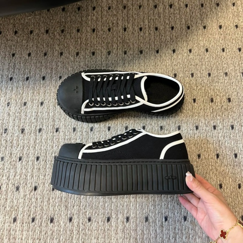 Nové jesenné topánky s hrubou podrážkou z plátna 2024 s výškou nárastu o 5 cm, malé biele topánky s mušľovým vzorom, farebné_voghion.com