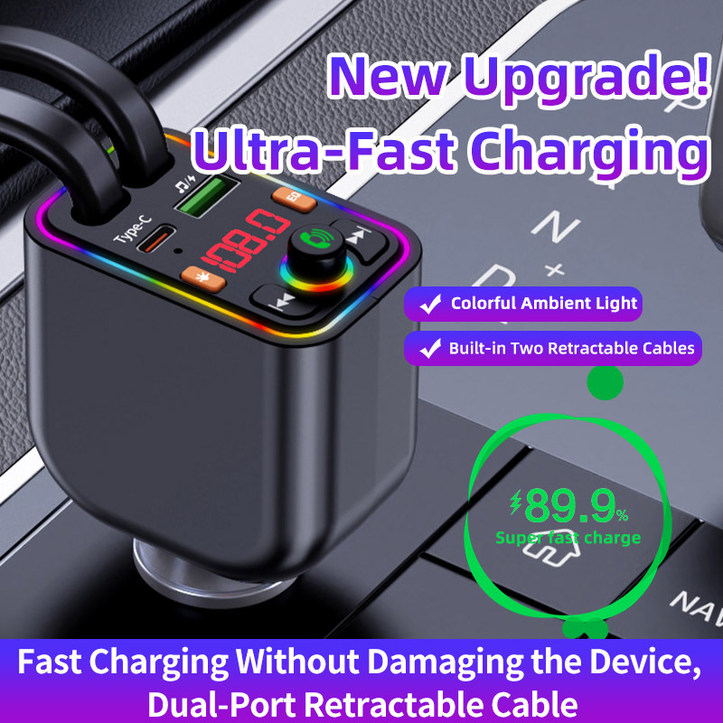 Ebay Cross-Border Factory Supply Car Bluetooth Receiver Supports Lossless Music Playback Car Mobile Phone Fast Charging
