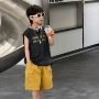 字母无袖男童美式t恤