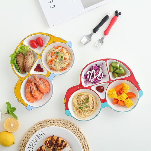 Baby cute meal-sharing rice plate, creative ceramic food supplement bowl, breakfast plate, cartoon Japanese fruit plate, children's tableware