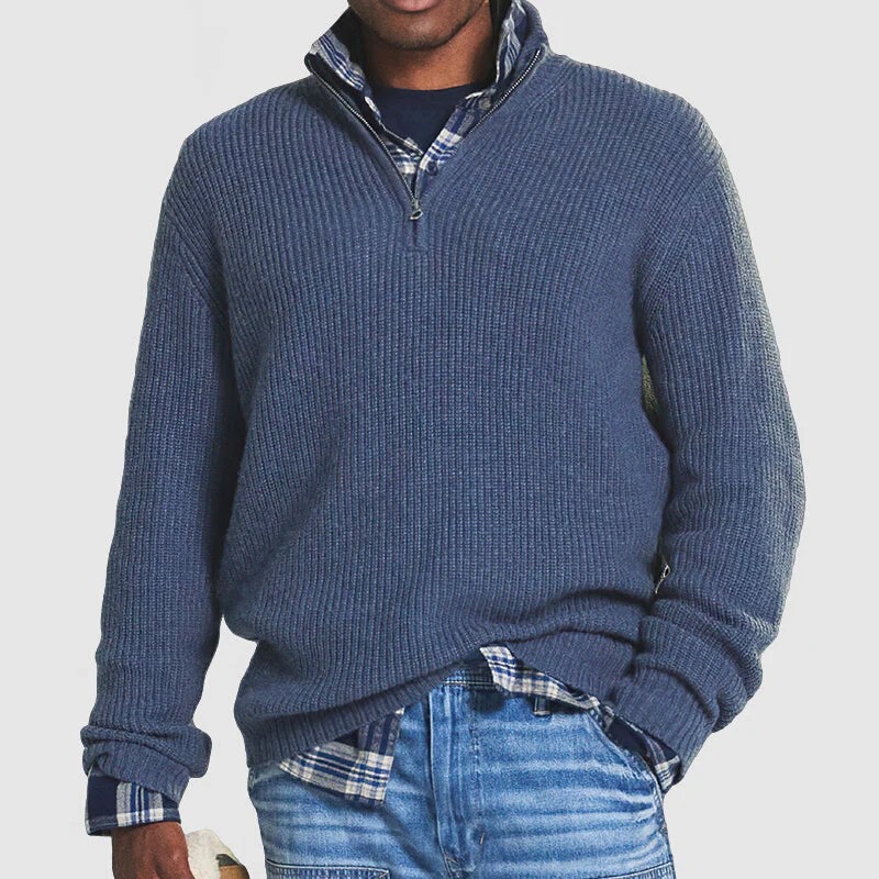 Amazon Independent Station 2023 Fall/Winter New European and American Foreign Trade Men's Business Casual Loose Zipper Stand Collar Sweater Amazon Independent Station 2023 Fall/Winter New European and American Foreign Trade Men's Business Casual Loose Zipper Stand Collar Sweater