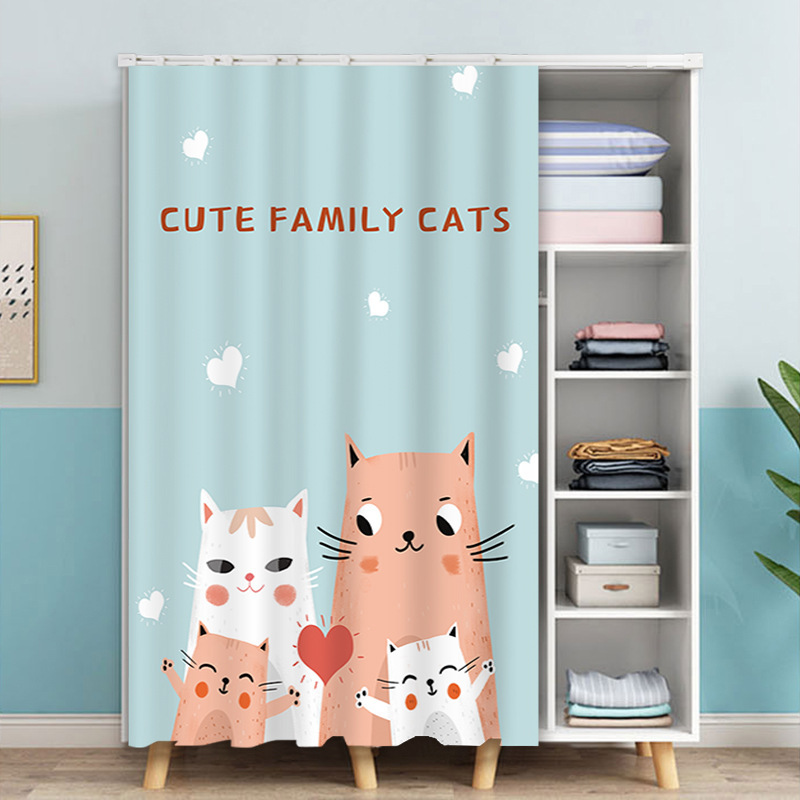 Cabinet Door Curtain Sliding Rail-type Pull Curtain Bookcase Dust-proof Cloth Curtain Cloakroom Covering Ugly Sundries Wardrobe Cabinet Covering Curtain