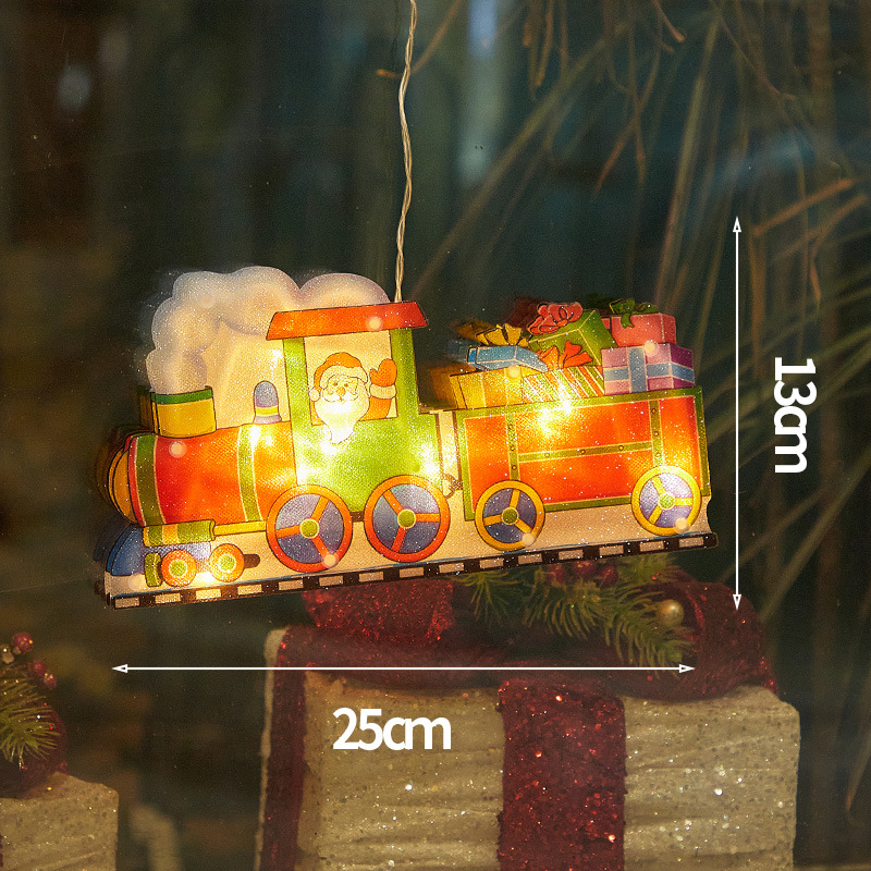 Luces de Navidad con Ventosa en Existencia de Fábrica, Decoración Navideña para Ventanas, Campanas, Colgantes de Papá Noel y Muñeco de Nieve, Luces LED