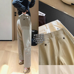 春不晚 jin口高弹丝牛津裤!解构缝线九分窄版香蕉裤早秋休闲裤女