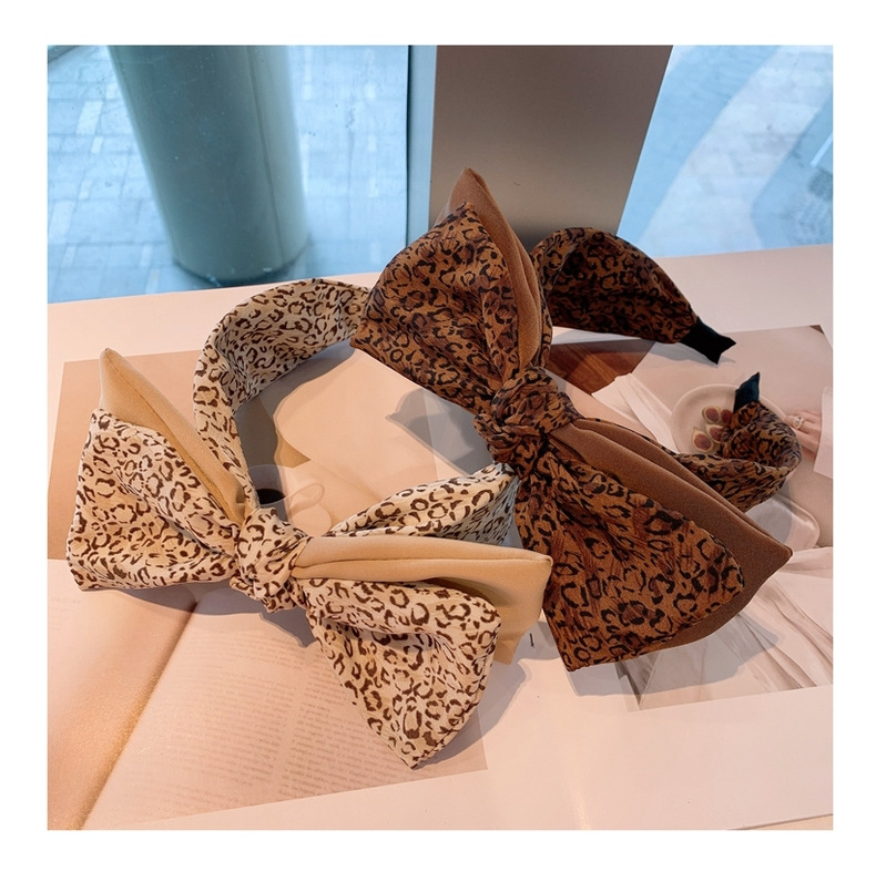 Korean Retro Leopard Print Bow Headband display picture 1