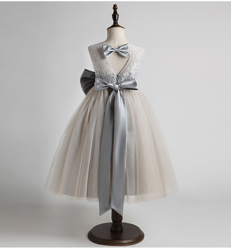 Robe de princesse grise élégante pour filles – Robe de fête intemporelle pour anniversaire, Noël et occasions spéciales (80-160 cm)_voghion.com