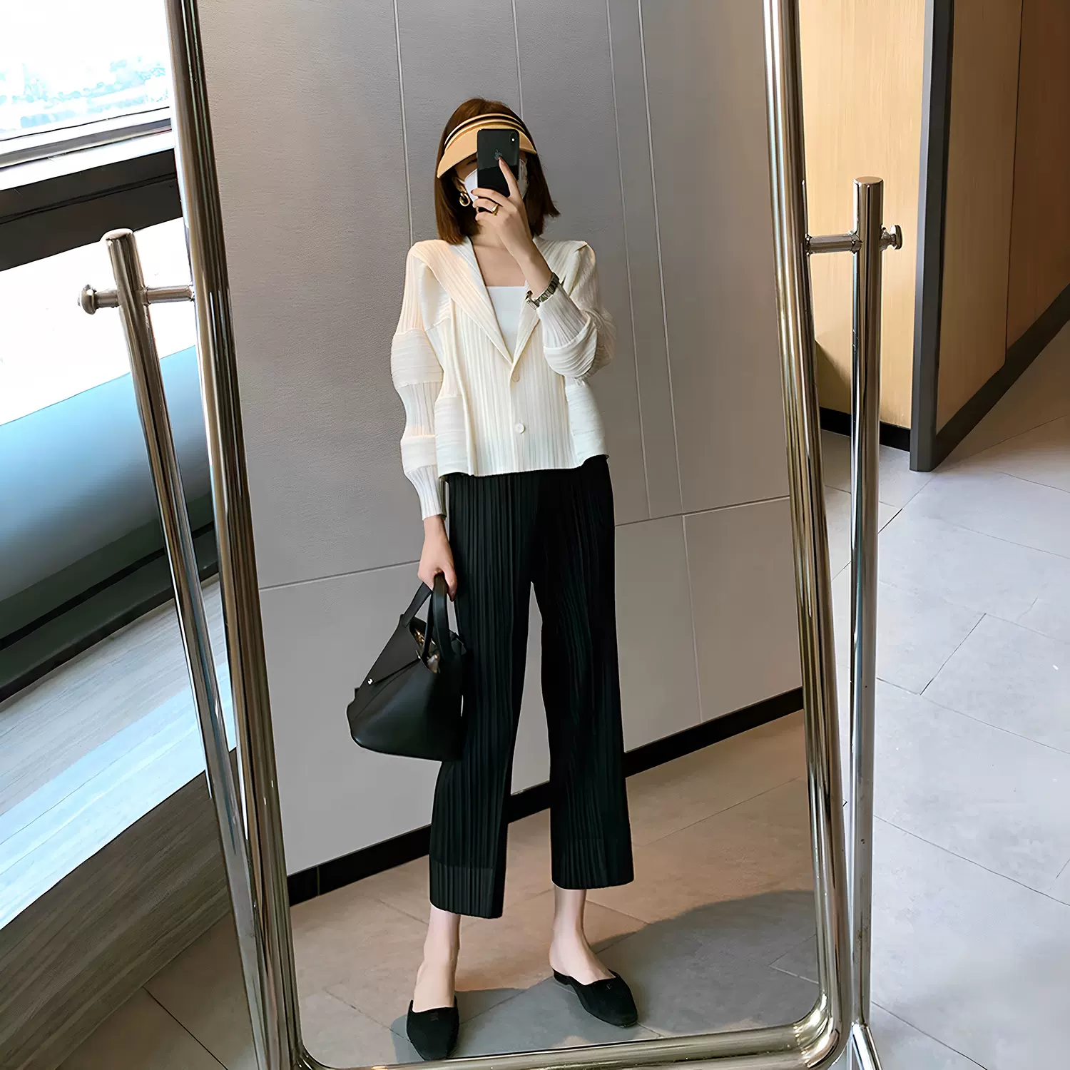 三宅秋季套装女装高级感2025新款显瘦九分裤宽松上衣女时尚两件套