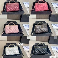 经典金标菱格纹皮盒子包百搭时尚单肩斜挎包手提包包女气质熟女
