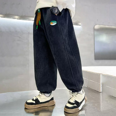 男の子韓国風パンツ2025新作子供服コーデュロイパンツ春服中型・大型子供ズボンストリートボーイズトレンドパンツ