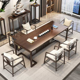 新中式实木茶桌客厅禅意功夫茶台茶几洽谈办公室大厅泡茶桌椅组合