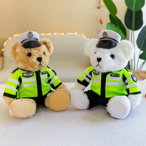 Fire Bear Plush Toy, Police Bear Figure, Traffic Police Bear Stuffed Animal, Iron Knight Police Uniform Teddy Bear, Traffic Police Bear Plush Toy
