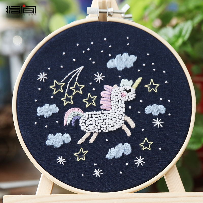 Lindo conejo bordado DIY colgando pintura de los niños Lu bordado puntada primaria práctica punto cruz dibujos animados pequeños adornos de animales