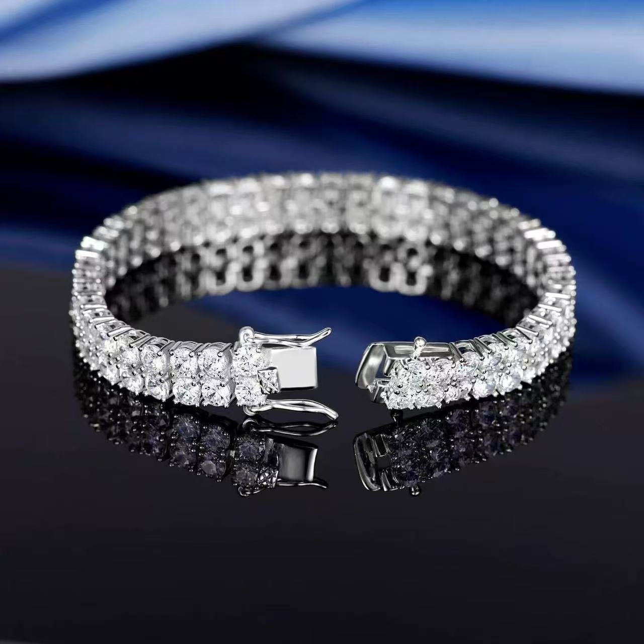 Europa y los Estados Unidos transfronterizos doble fila 7mm simple pulsera de tenis de alta calidad pulsera de cobre micro-peso pulsera de piedra hip-hop nuevo al por mayor