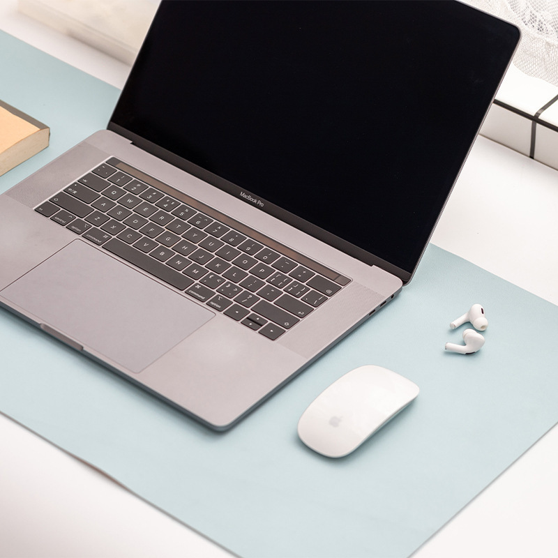 Alfombrilla de ratón de cuero de corcho, teclado de computadora, alfombrilla de escritorio de oficina, patrón fijo, tapete de escritura para escritorio de estudiante LOGO