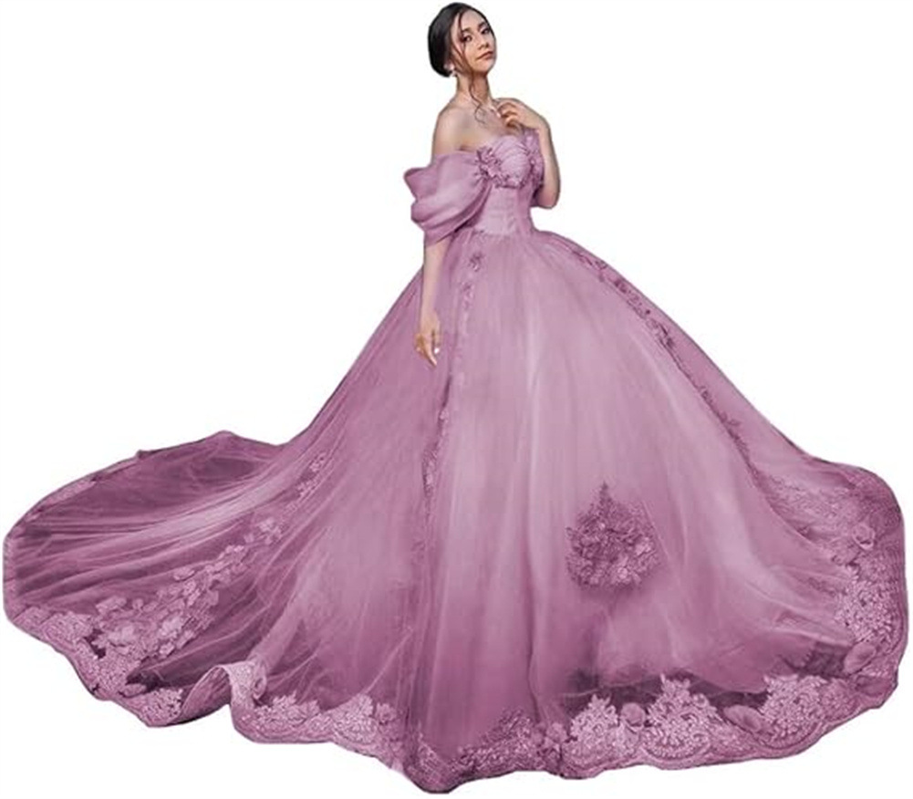 Aliexpress Amazon encaje calcomanía hombro abierto vestido de adulto vestido de baile vestido vestido de princesa vestido de mujer