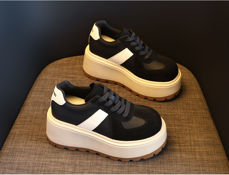Giày thể thao nữ đế dày nâng chiều cao, sneaker chunky đế bánh mì mềm — màu đen chi tiết 5