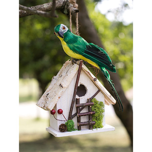 Wooden Ornaments Outdoor Decoration Villa Courtyard Garden Layout Fake Parrot Bird's Nest Tree Hanging Ornaments
