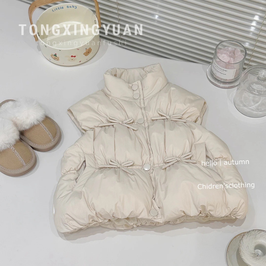 Chaleco para niñas ropa de otoño e invierno 2024 nuevo estilo estilo estilo occidental clip para niños chaleco de algodón invierno femenino chaleco cálido chaleco