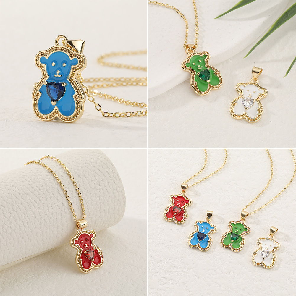 Fashion Animal Copper Inlay Zircon Necklace