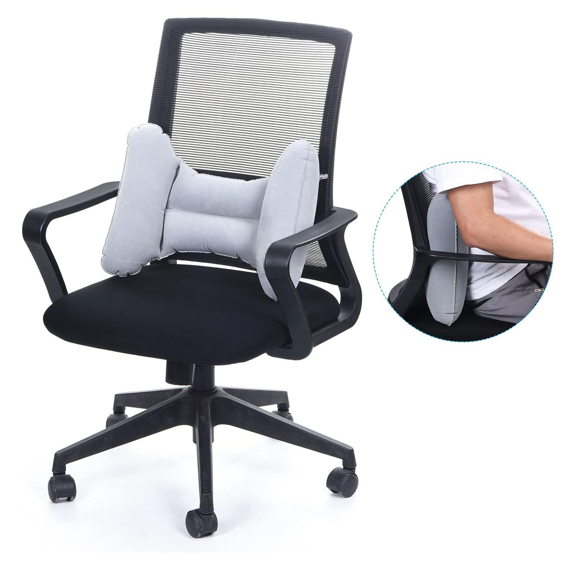 Disponibile Cuscino di supporto lombare a forma di H per viaggi transfrontalieri, cuscino gonfiabile portatile_voghion.com