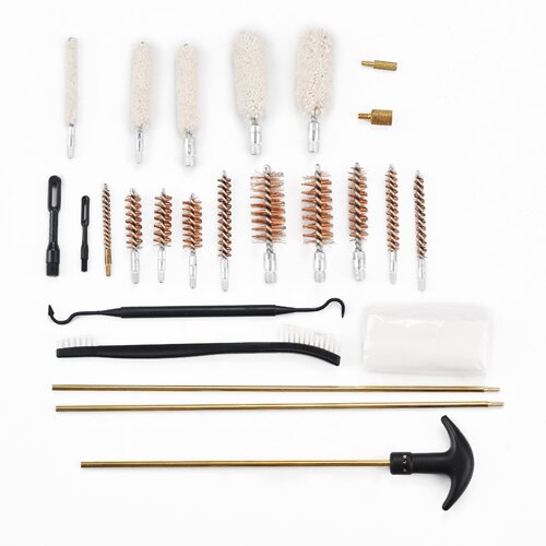gk08 gun brush with crochet double-headed toothbrush cleaning brush set aluminum box wooden box gun maintenance tool barrel brush